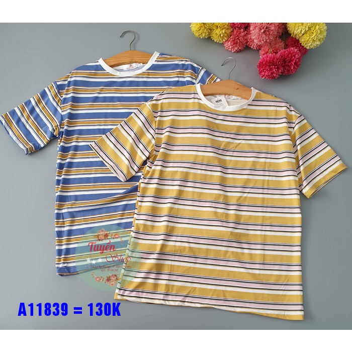 Áo thun sọc kẻ form dài