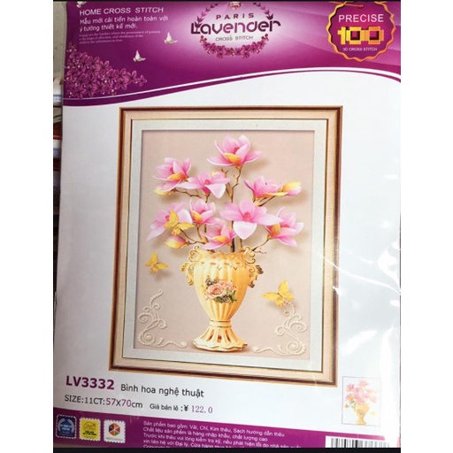 TRANH THÊU CHỮ THẬP  Bình Hoa LV3332 (57x70)