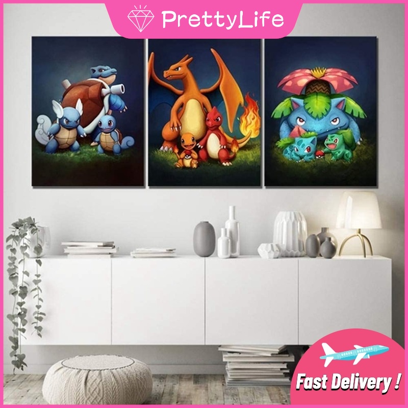 Bộ Tranh Đính Đá 5D Tự Làm Hình Pokemon 40x50cm Trang Trí Nhà Cửa