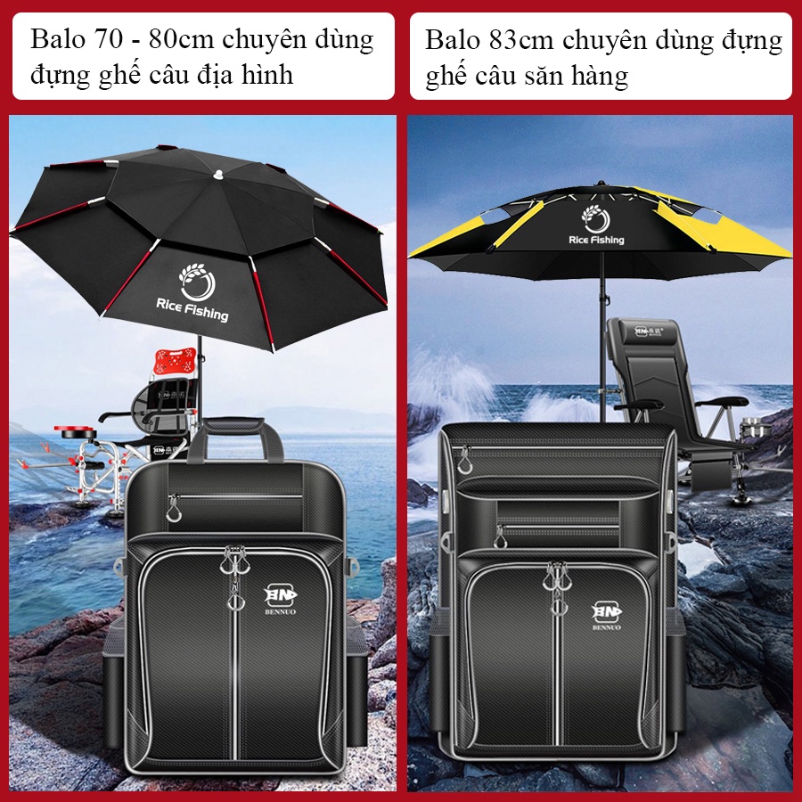 Túi Đựng Cần và phụ kiện , Balo dung tích lớn đựng ghế câu đài , Túi đựng rọng Bennuo chất liệu PU chống thấm nước TC-18