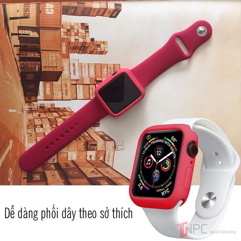 Dây đeo silicon dành cho đồng hồ thông minh Apple watch Series 7 6 SE 5 4 3 2 1 38mm 40mm 42mm 44mm