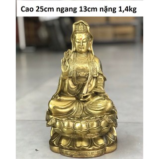 Tượng Quan âm toạ đài sen bằng đồng MS565