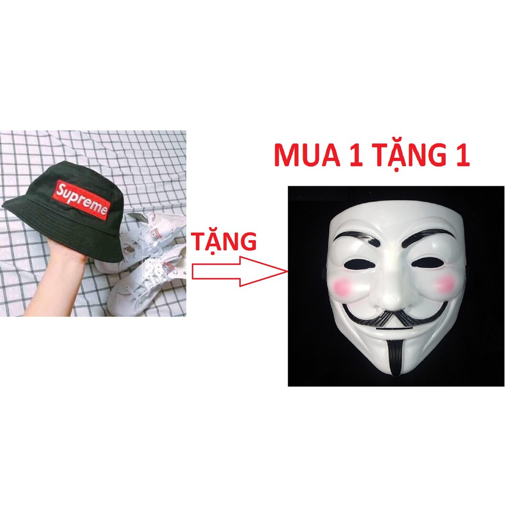 Nón bucket tai bèo Sup.reme nam nữ,mũ vành tặng mặt nạ hacker sp NTP196