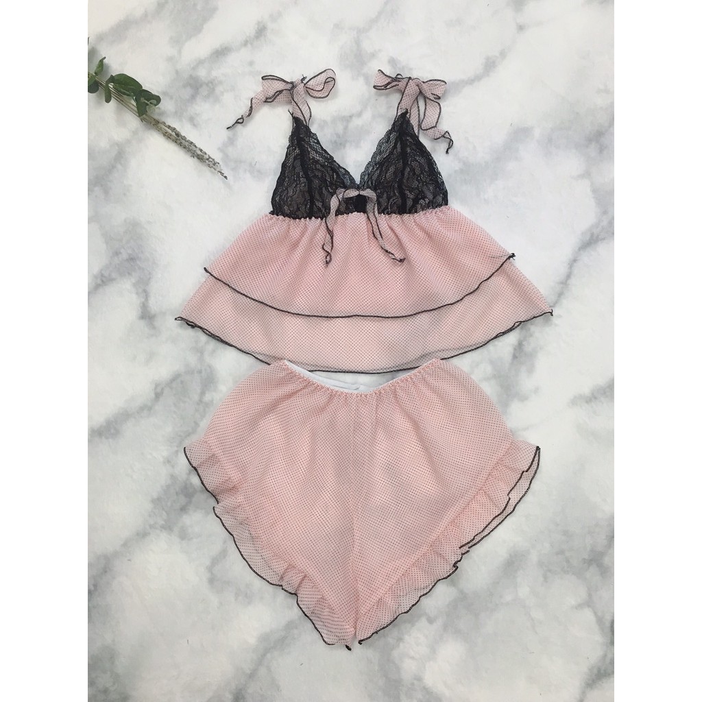 ĐỒ NGỦ VOAN MỎNG SEXY CHẤM BI DỄ THƯƠNG SIZE DƯỚI 60KG, ĐỒ NGỦ VOAN THẮT NƠ VAI GỢI CẢM NHIỀU MÀU SẮC DỄ MẶC | BigBuy360 - bigbuy360.vn