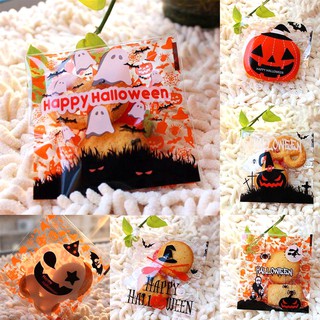 Bộ 50 Bánh Quy Halloween Kẹo Bánh Mì Bao Bì Túi Nhựa Tự Dính Bánh Quy Ăn Nhẹ 10X10cm