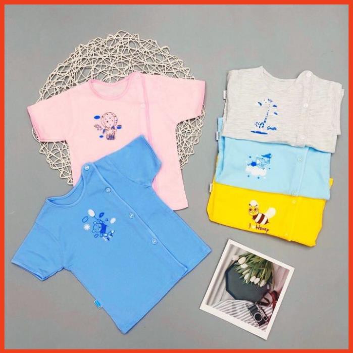 Áo Sơ Sinh Ngắn Tay Khuy Lệch, 100% Cotton, Thương Hiệu Thái Hà Thịnh- BONGKIDS
