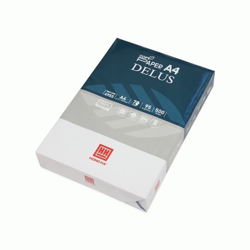 Thùng giấy in A4 Hồng Hà Delus định lượng 75gsm- 500 tờ 4955 (5 ram).