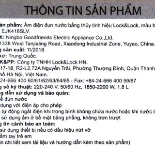 Ấm đun siêu tốc thủy tinh Lock&Lock