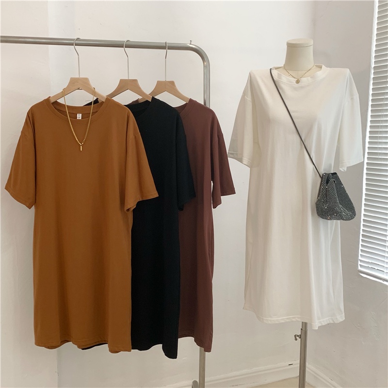 SUXI Áo Thun Cotton Tay Ngắn Dáng Dài Form Rộng Size Lớn Cho Nữ