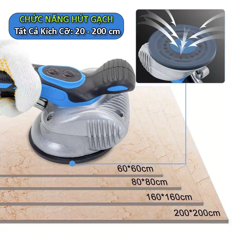 MÁY RUNG KIÊM HÍT GẠCH DK-2000 | 6 Cấp Độ Rung | Hít Gạch Lên Tới 80kg | Đầy Đủ 2 Pin 10000mA 16.8V Siêu Bền