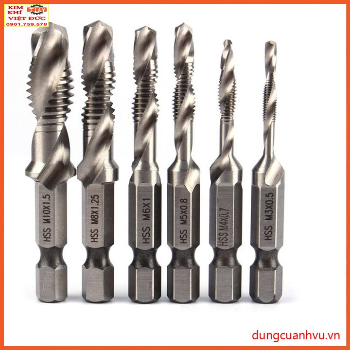 Bộ 6 mũi khoan Taro Ren M3-M10 chân lục giác