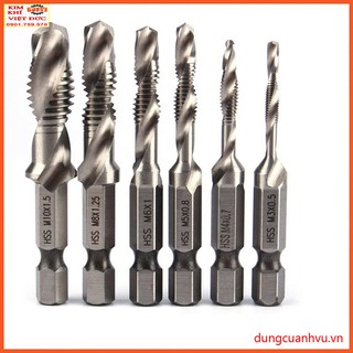 Bộ 6 mũi khoan taro tạo ren M3 - M10 .Phụ kiện máy khoan