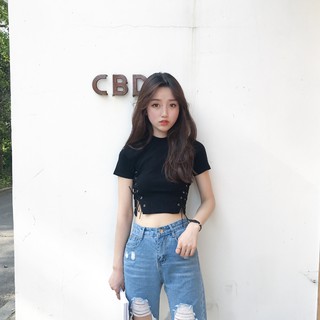 Áo croptop buộc dây eo ULZZANG