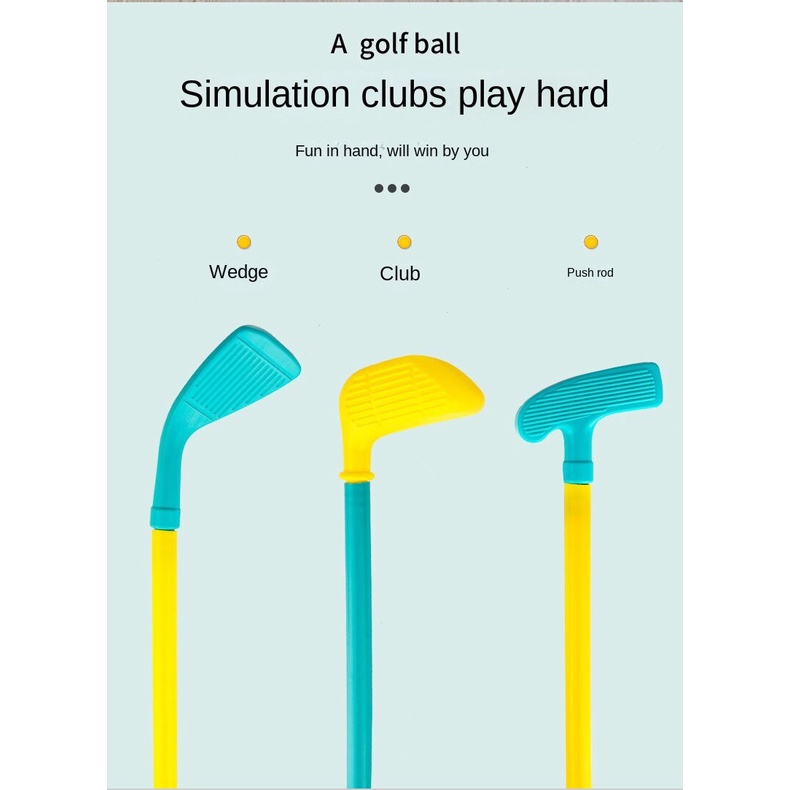 Bộ Đồ Chơi Đánh Golf Với 1 Xe Và 3 Gậy Đánh Golf 2 Lỗ/ 4 Bóng Tiện Dụng Cho Bé