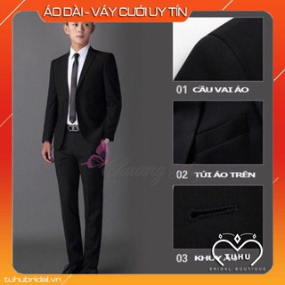 Vest nam màu đen Chaang may sẵn Vest công sở thời trang dáng Body trẻ trung kèm quần màu đen