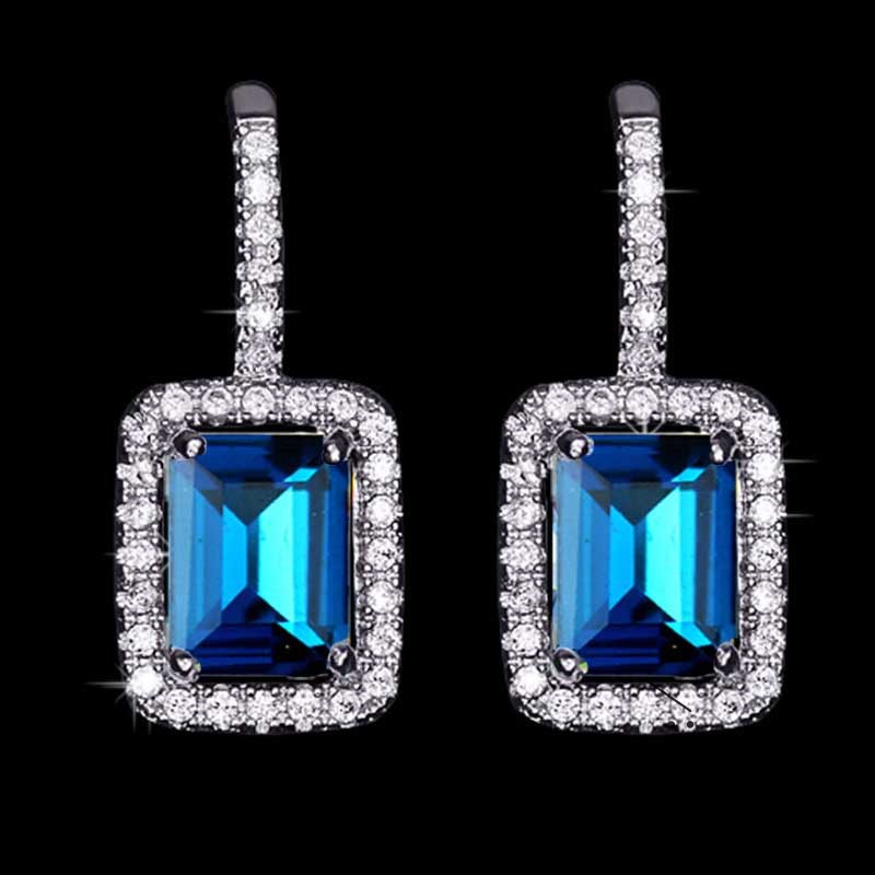 GETNOIVAS Hoa tai phong cách Vintage hình vuông đính Zircon sang trọng cho nữ