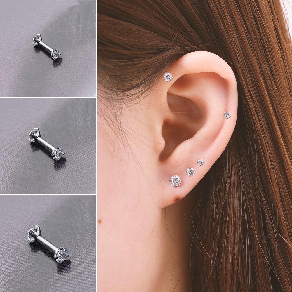Khuyên Tai Dạng Hạt Phong Cách Keng Tragus|Khuyên Xỏ Tai Prong CZ Tragus Helix