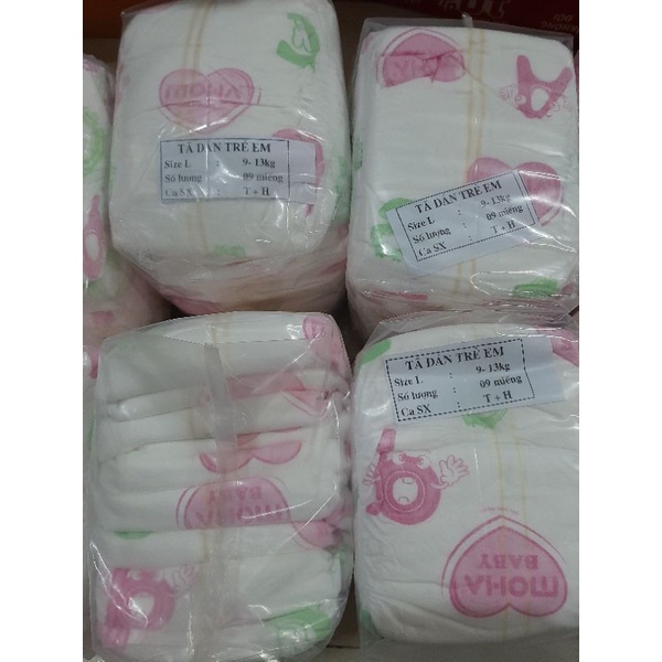 Tã dán MoHa, Pampas, Ninna Size M 10 miếng, L 9 miếng, XL 8 miếng hàng việt nam chất lượng cao
