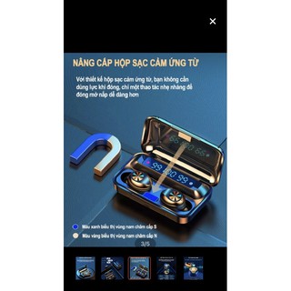 Tai nghe bluetooth amoi f9-10 pro tws không dây | hiển thị % pin, dung lượng 3500ma