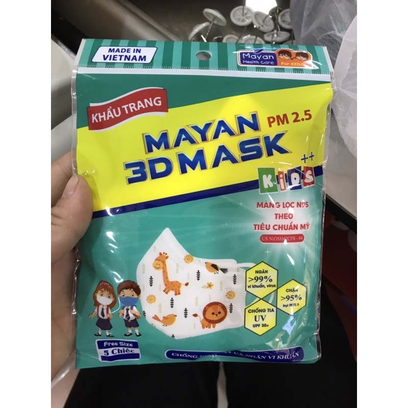 Khẩu trang Mayan 3D Mask Kid 2.5/ người lớn gói 5 cái