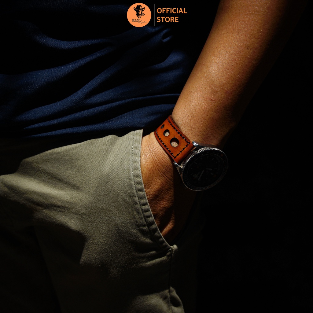Dây đồng hồ da bò màu nâu - RAM Leather D33