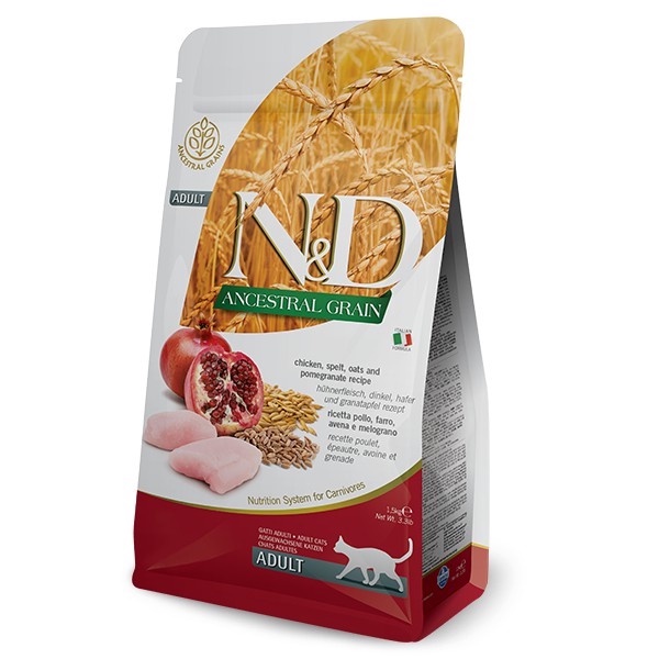 Hạt N&D ™ Ancestral Grain dành cho Mèo trưởng thành - Farmina ® N&D ™ Ancestral Grain Chicken & Pom 1,5kg