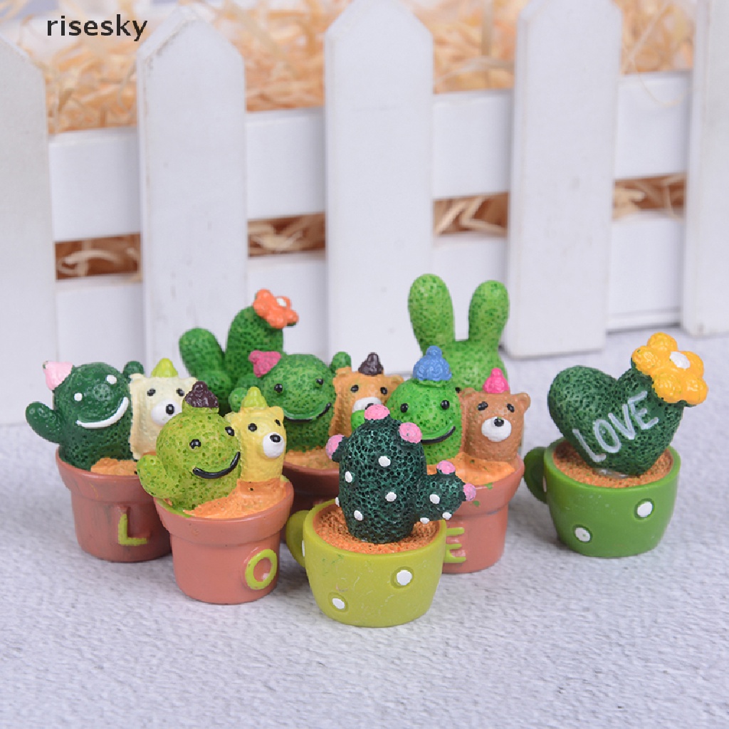 Đồ trang trí Chậu Cây Xương Rồng Mini Trang Trí Nhà Búp Bê ♨Trên đó