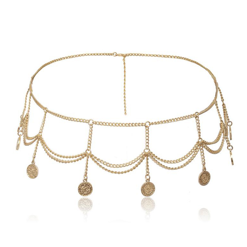 Dây thắt lưng nhiều lớp thiết kế hình học tua rua phong cách quyến rũ thời trang độc đáo