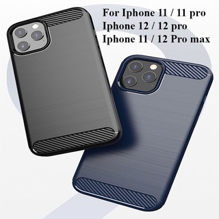 Ốp lưng dẻo Iphone 11, 11 pro, 11 pro max, 12, 12 pro, 12 pro max vân sợi cacbon chống sốc Rugger Amor