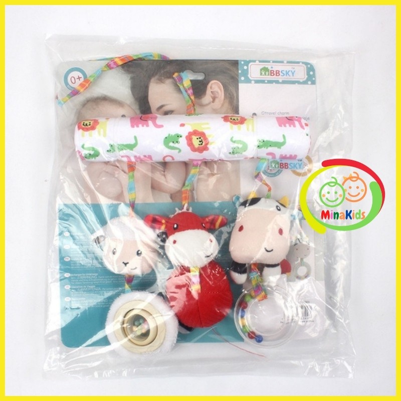 Đồ Chơi Treo Xe Đẩy Treo Nôi Cũi Kích Thích Thị Giác Hình Bò Sữa Dễ Thương BBSKY TN14