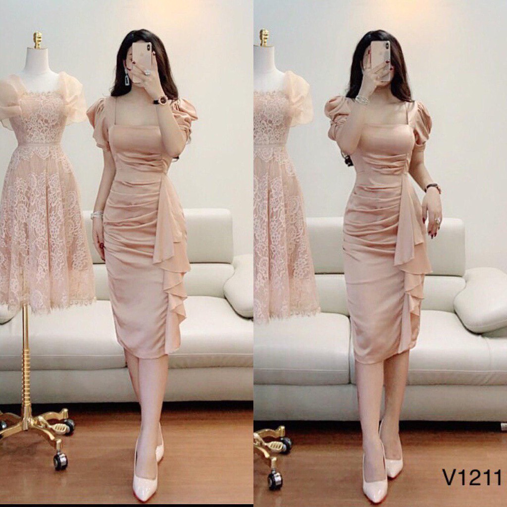 [ xả kho ] MiD Đầm lụa nữ body thiết kế V1211 Mie Design kèm ảnh thật