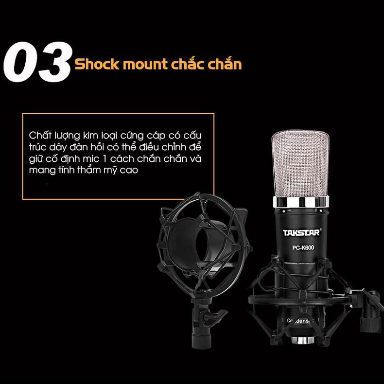 Mic thu âm chuyên nghiệp cao cấp Takstar PC-K600 hát karaoke, livestream, bán hàng