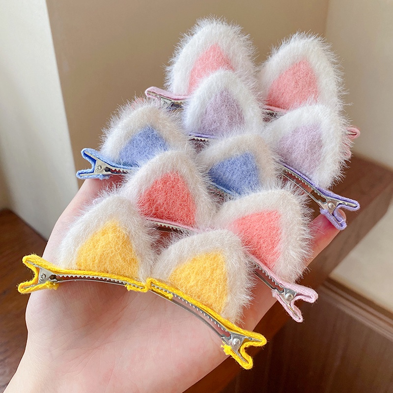 Kẹp tóc hình tai mèo bằng nhung dễ thương xinh xắn dành cho trẻ em