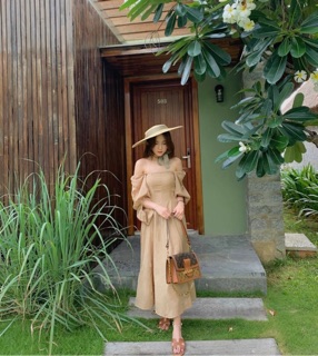 ĐẦM MAXI TAY PHỒNG CỔ U (KÈM HÌNH THẬT)