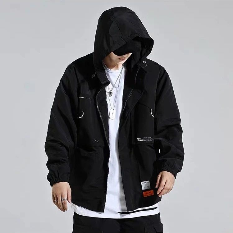 Thương hiệu hợp thời trang Nhật Bản Dụng cụ gió nam S Áo khoác Hồng Kông Phong cách Harajuku Rời nhiều túi Đẹp trai