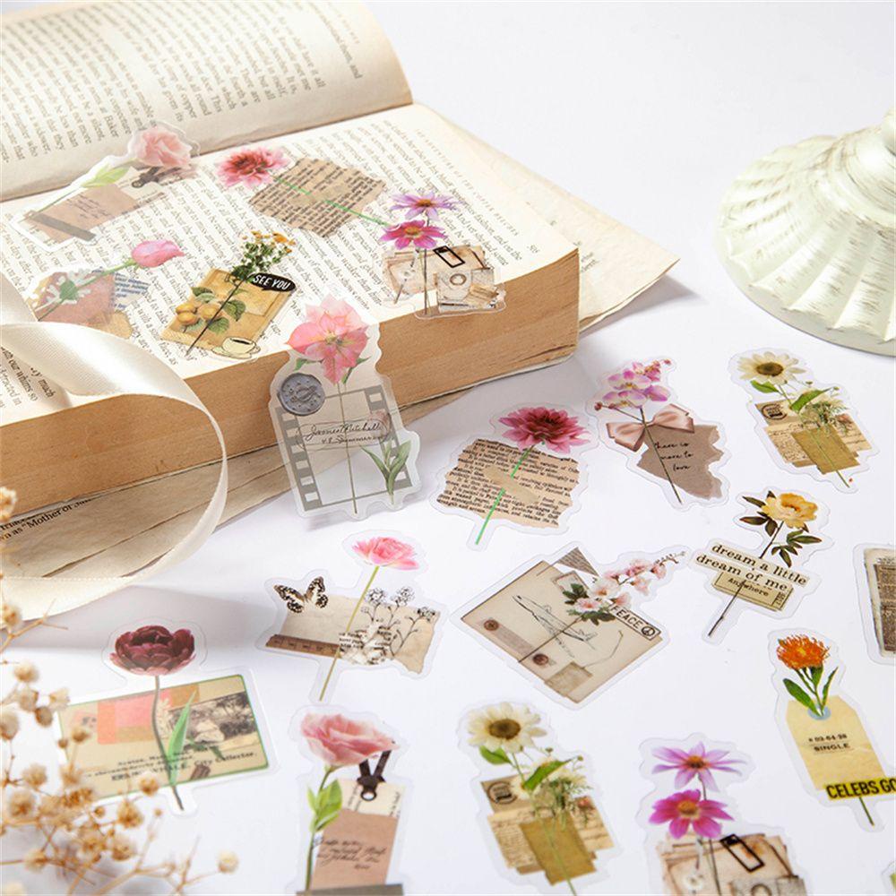 FAY Bộ 30 Sticker Dán Trang Trí Nhật Ký, Nhật Ký, Di Động Với Họa Tiết Hoa