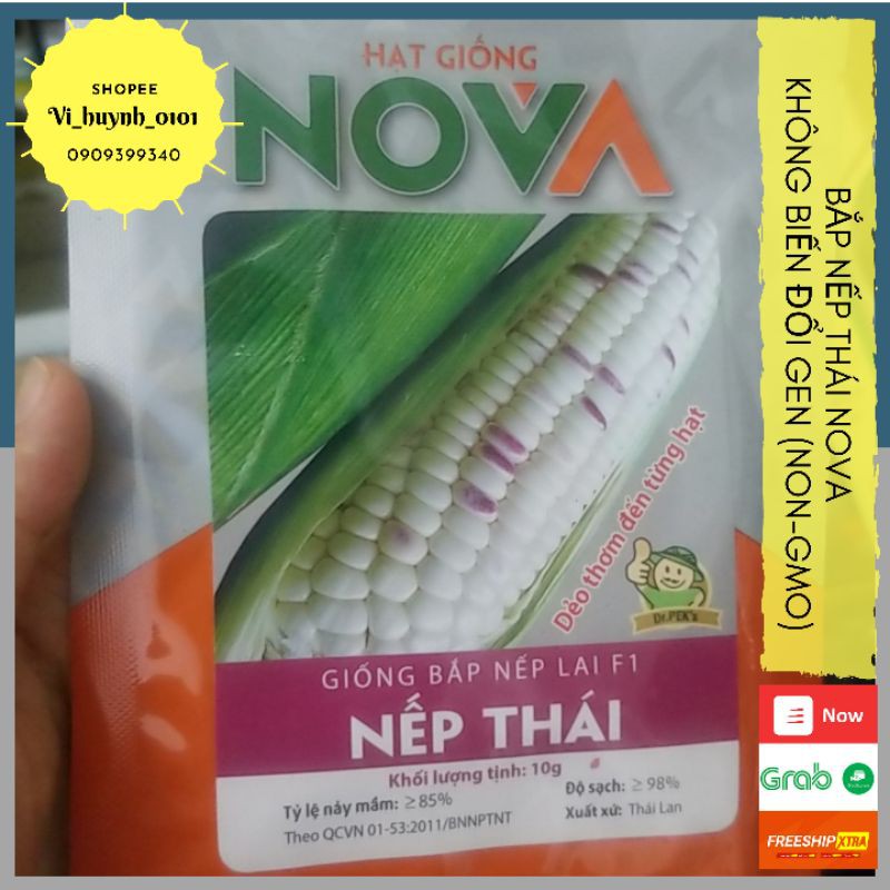 Hạt giống bắp nếp Thái dẻo thơm từng hạt Nova giống lai tạo tự nhiên gói 10gr