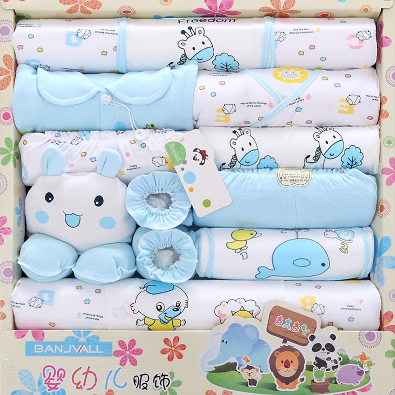 ✎☊18 Cái / Bộ Quần áo sơ sinh Cotton Hoạt hình In Bộ đồ sơ sinh Bé trai Bé gái 0 12 Tháng Trang phục Bốn Mùa Quà tặng tr