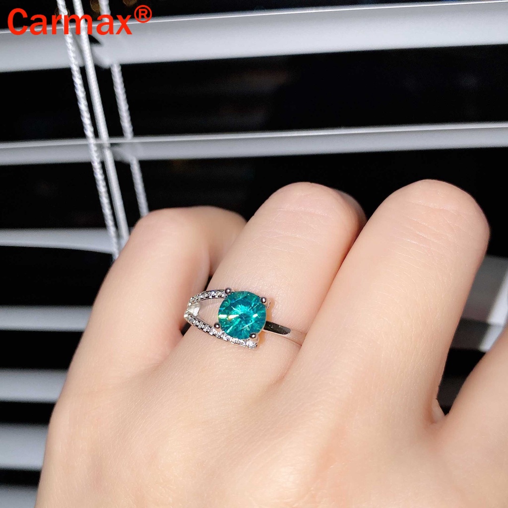 Nhẫn Moissanite Màu Xanh Lá Và Xanh Dương Đơn Giản Thanh Lịch