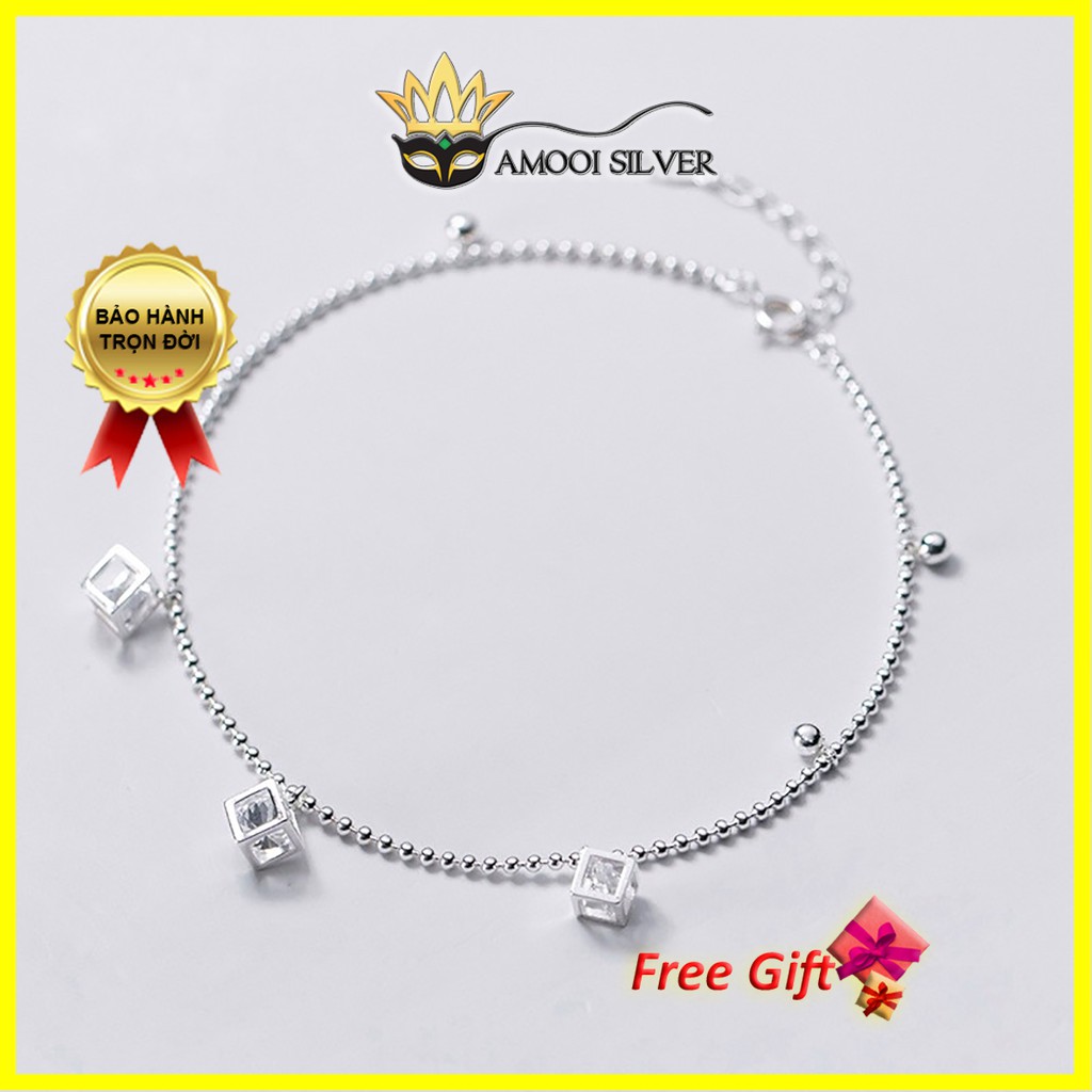 Lắc Chân Bạc Xí Ngầu Dây Bi - Vòng Chân Bạc Hàn Quốc - Lắc Chân Bạc S925 Sáng Đẹp - AMOOI SILVER