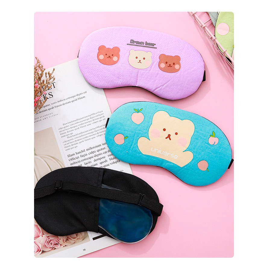 Bịt Mắt Che Mắt Ngủ Có Túi Gel Làm Mát Massage Hình Thú Cute