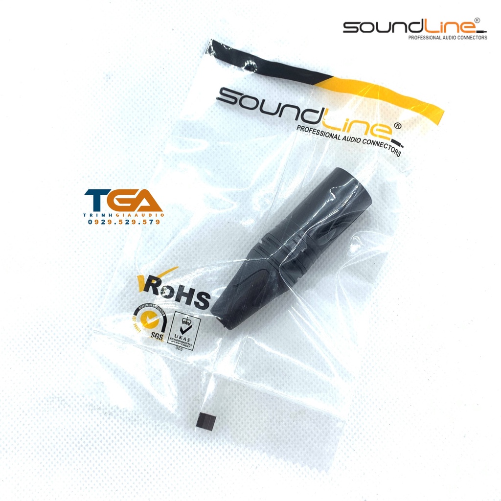 Jack rắc canon, xlr hàn dây, cắm microphone, chân đồng. sơn đen, hãng soundline