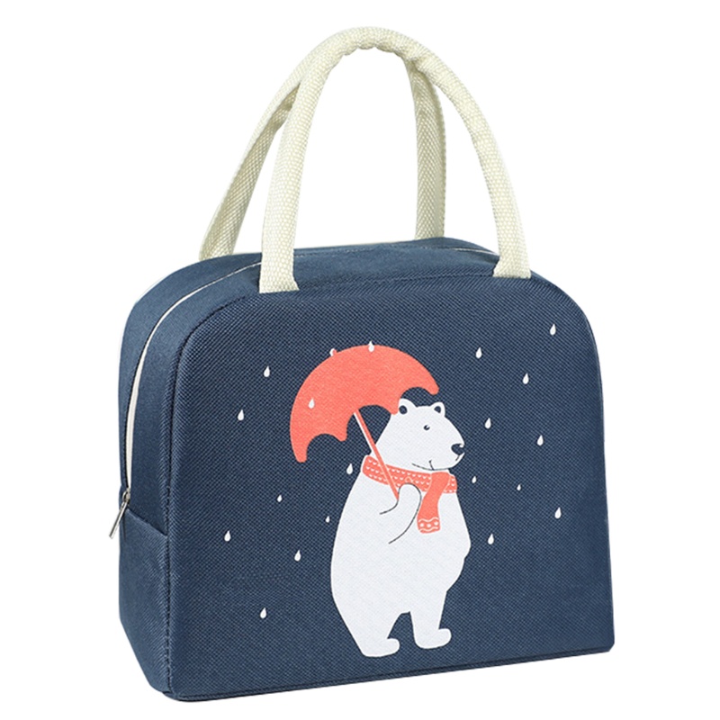 Túi Đựng Cơm Trưa Giữ Nhiệt Chống Thấm Nước Có Khóa Kéo In Họa Tiết Hoạt Hình Dễ Thương Tiện Dụng Cho Bé