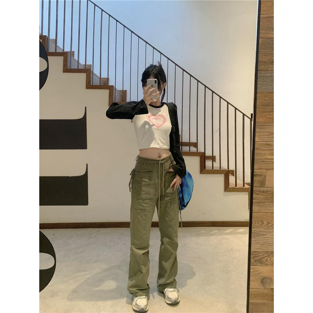 Áo Thun Dáng Ôm Ngắn Dài Tay In Hình Trái Tim 60772