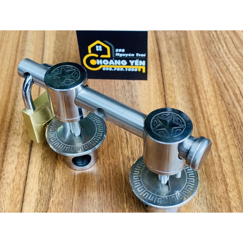 Bộ khóa truỳ inox, đấm chùy inox 304, Then trùy cài cửa - hoạ tiết ngôi sao