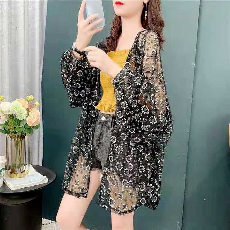 Áo Khoác Lưới Họa Tiết Hoa Cúc Thời Trang Hàn Quốc Dành Cho Nữ 2022