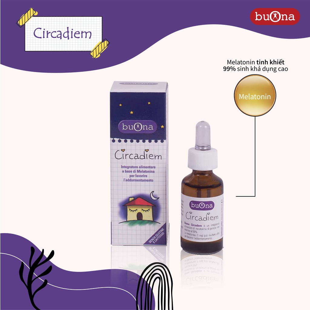 Siro ngủ ngon Buona Circadiem - Hỗ trợ giúp ngủ ngon với Melatonin tinh khiết 99%