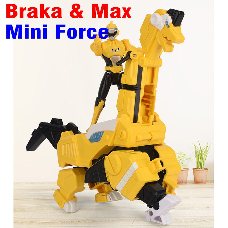 Biệt đội siêu nhân nhí Đồ chơi miniforce mô hình khủng long Braka cuồng phong và siêu nhân Max can đảm bằng nhựa cao cấp