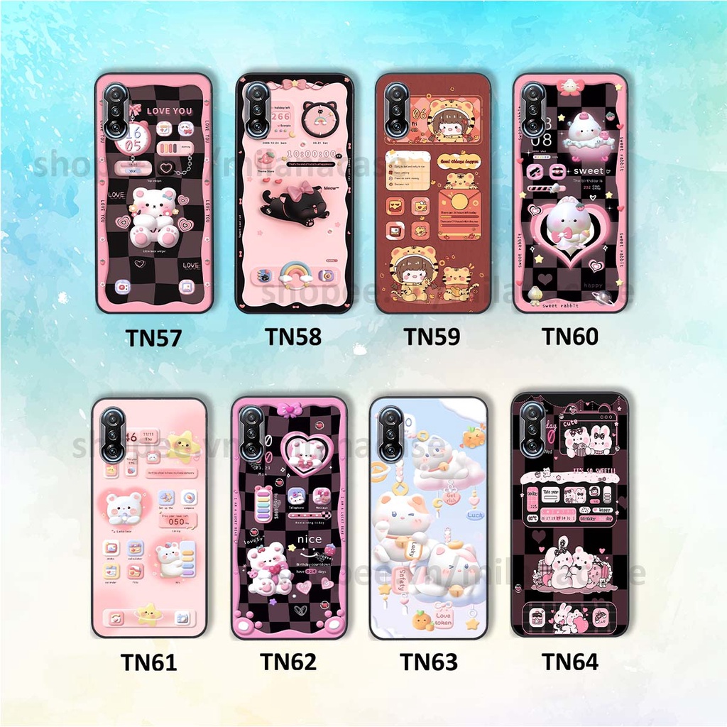 Ốp Xiaomi Redmi K40 / Redmi K40 Pro hình đồng hồ icon gấu mèo cute cực dễ thương ngộ nghĩnh