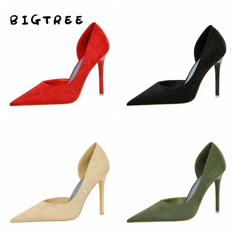 Giày cao gót BIGTREE 6168-1 mũi nhọn phong cách thời trang Âu Mỹ dành cho nữ có size lớn